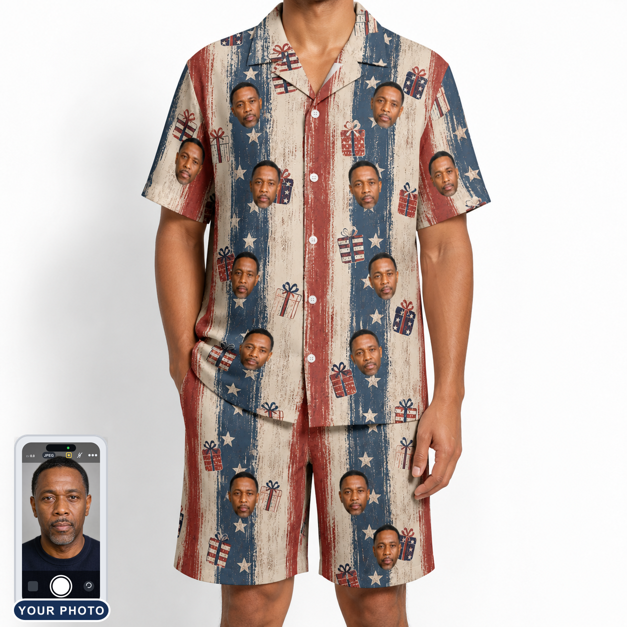 Men's Wrapped Wonders Custom Face Shirt & Shorts Set
