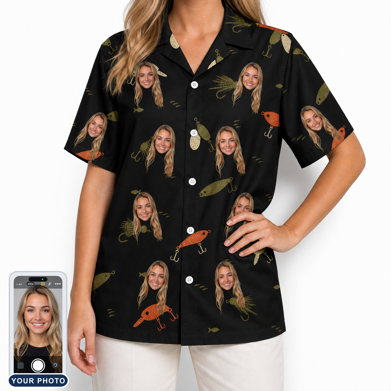 Women's Tackle Tangle Custom Face Hawaiian Shirt