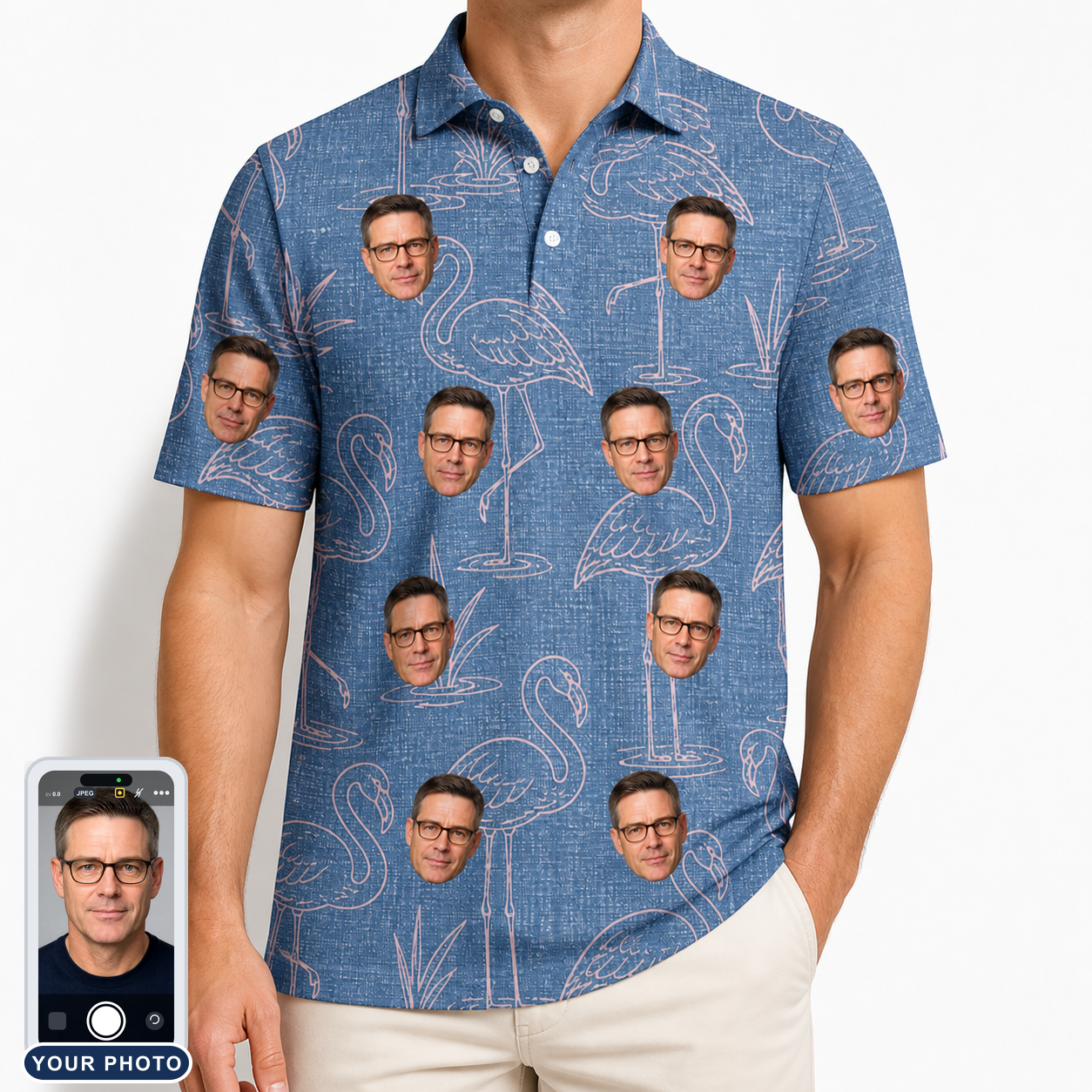 Men's Neck Appeal Custom Face Polo Shirt