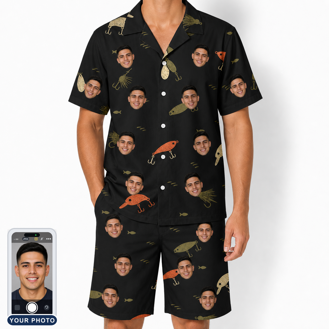 Men's Tackle Tangle Custom Face Shirt & Shorts Set
