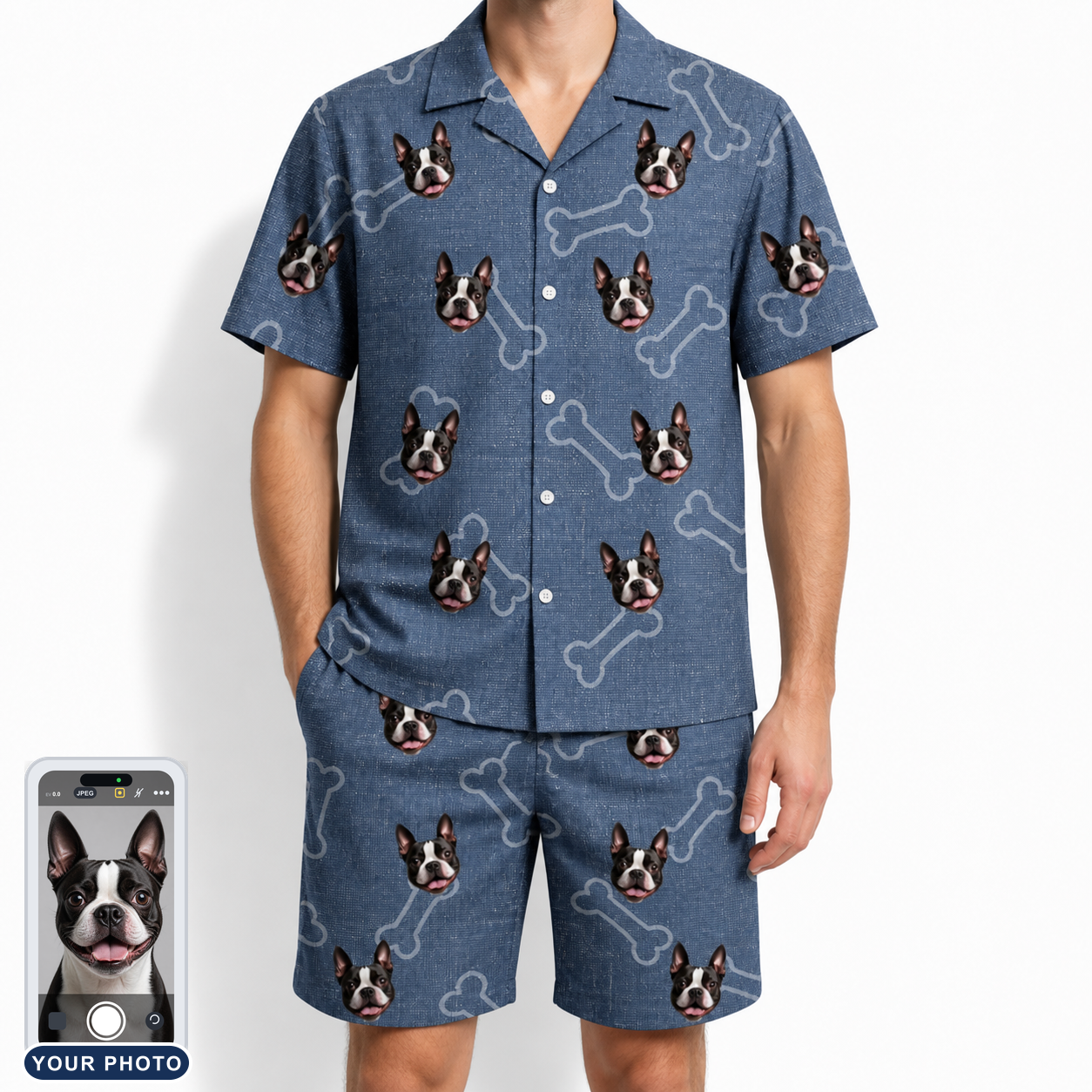 Men's Canine Crunch Custom Dog Face Shirt & Shorts Set