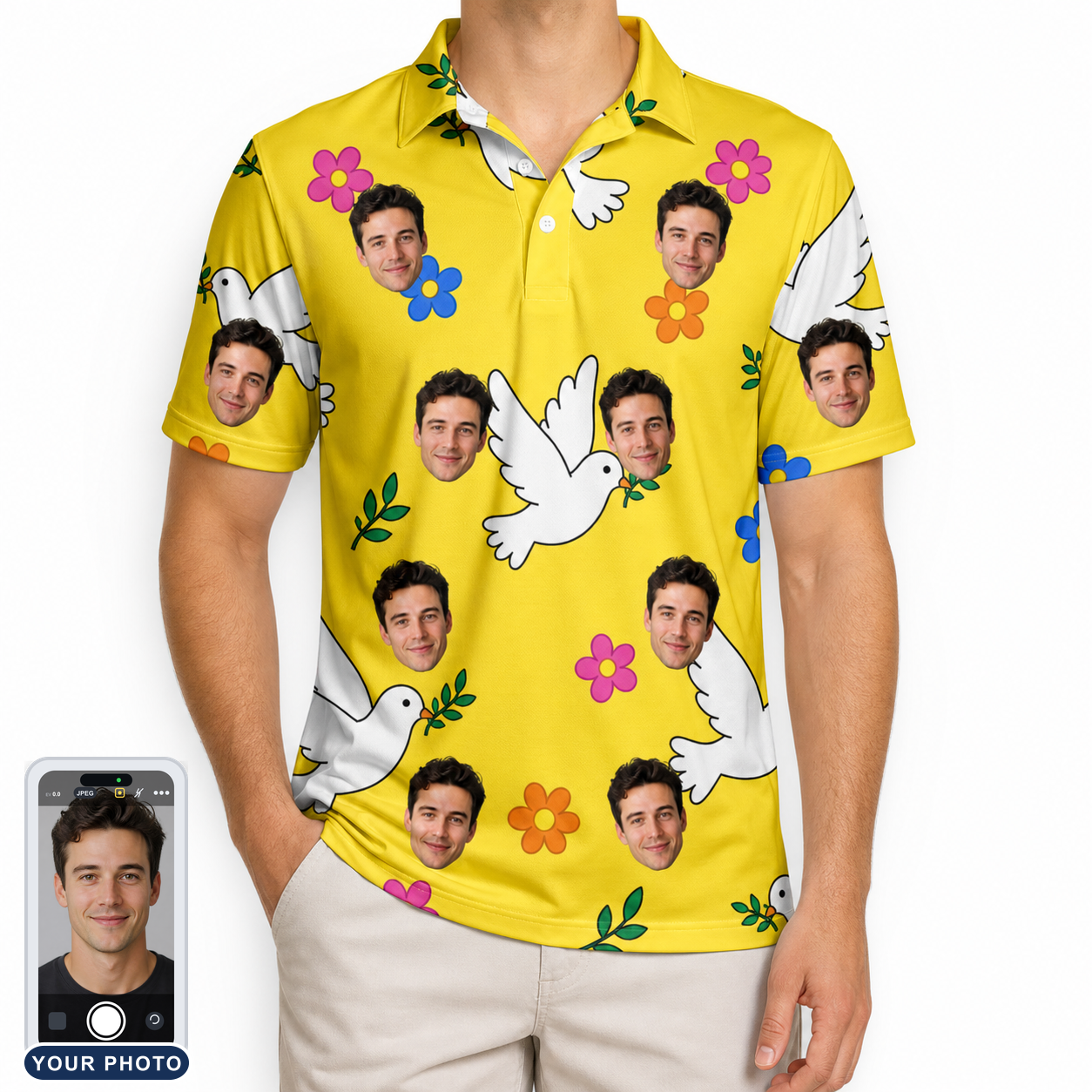 Men's Dovebound Daydream Custom Face Polo Shirt