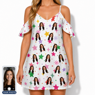 Women's Confetti Comets Custom Face Off-Shoulder Dress