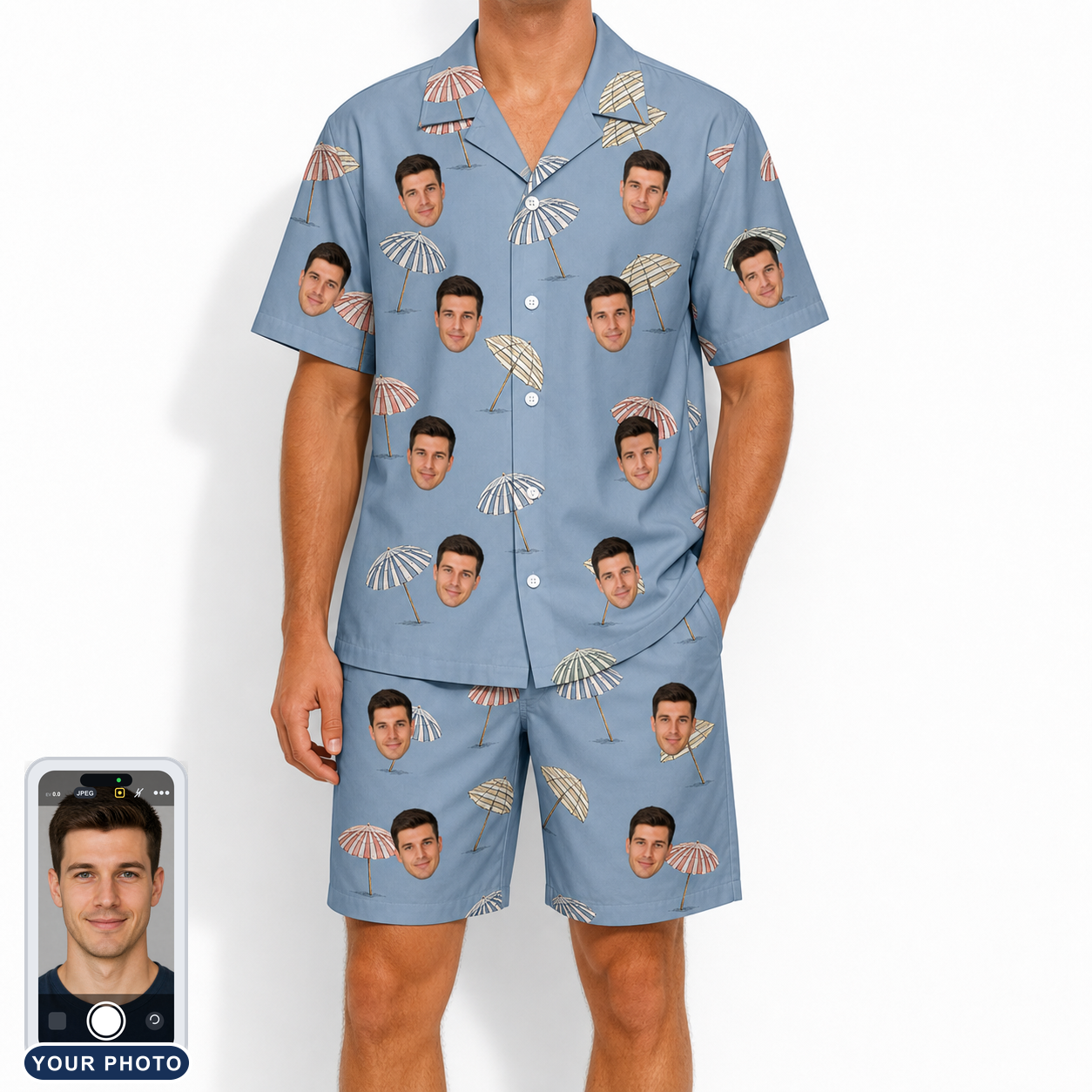 Men's Umbrella Uproar Custom Face Shirt & Shorts Set