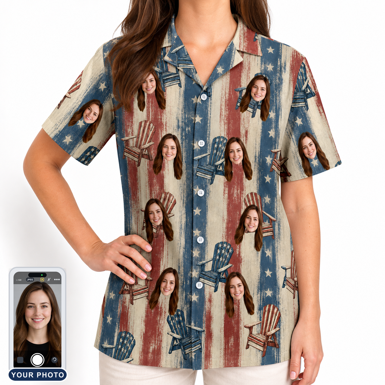 Women's Deckchair Daydream Custom Face Hawaiian Shirt