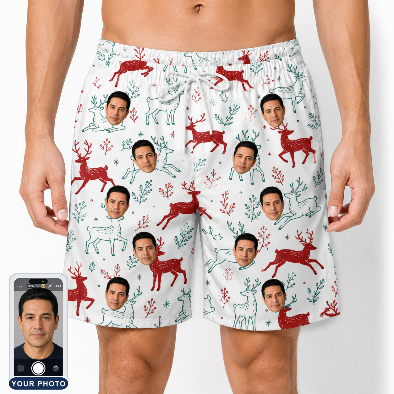 Men's Prancer Pranks Custom Face Beach Shorts