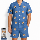 Men's Kibble Cartography Custom Dog Face Shirt & Shorts Set