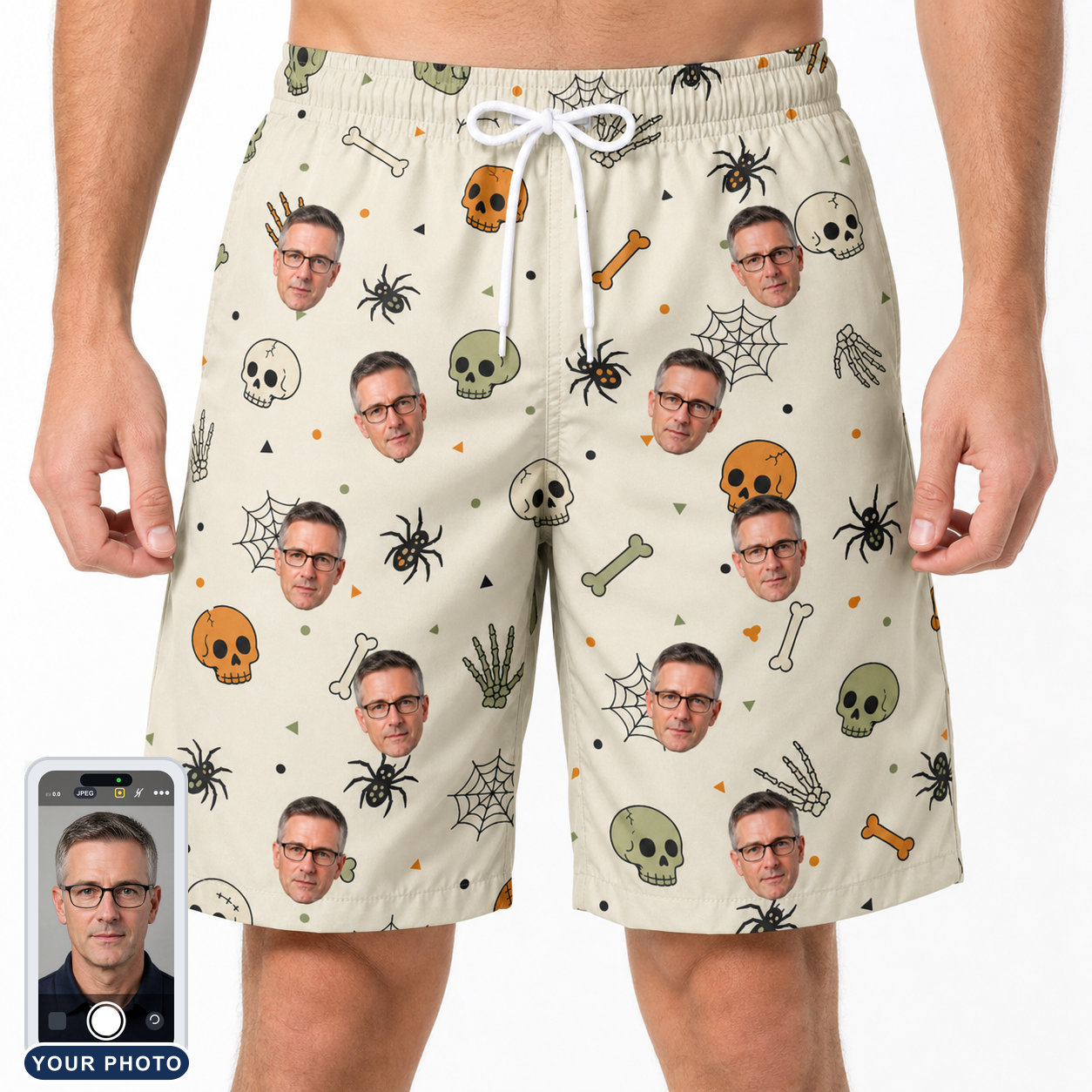 Men's Bony Boogie Custom Face Beach Shorts