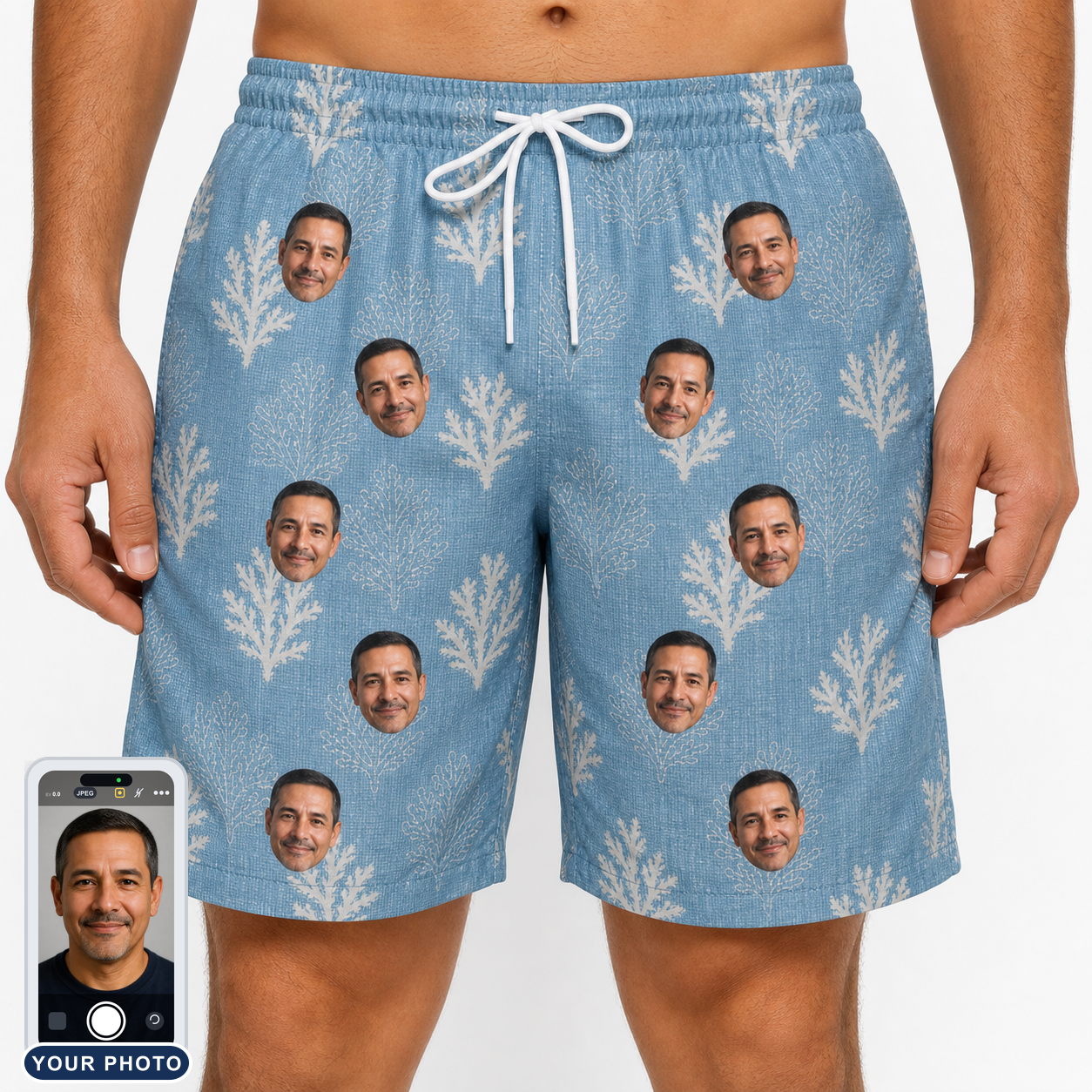 Men's Polyp Parade Custom Face Beach Shorts