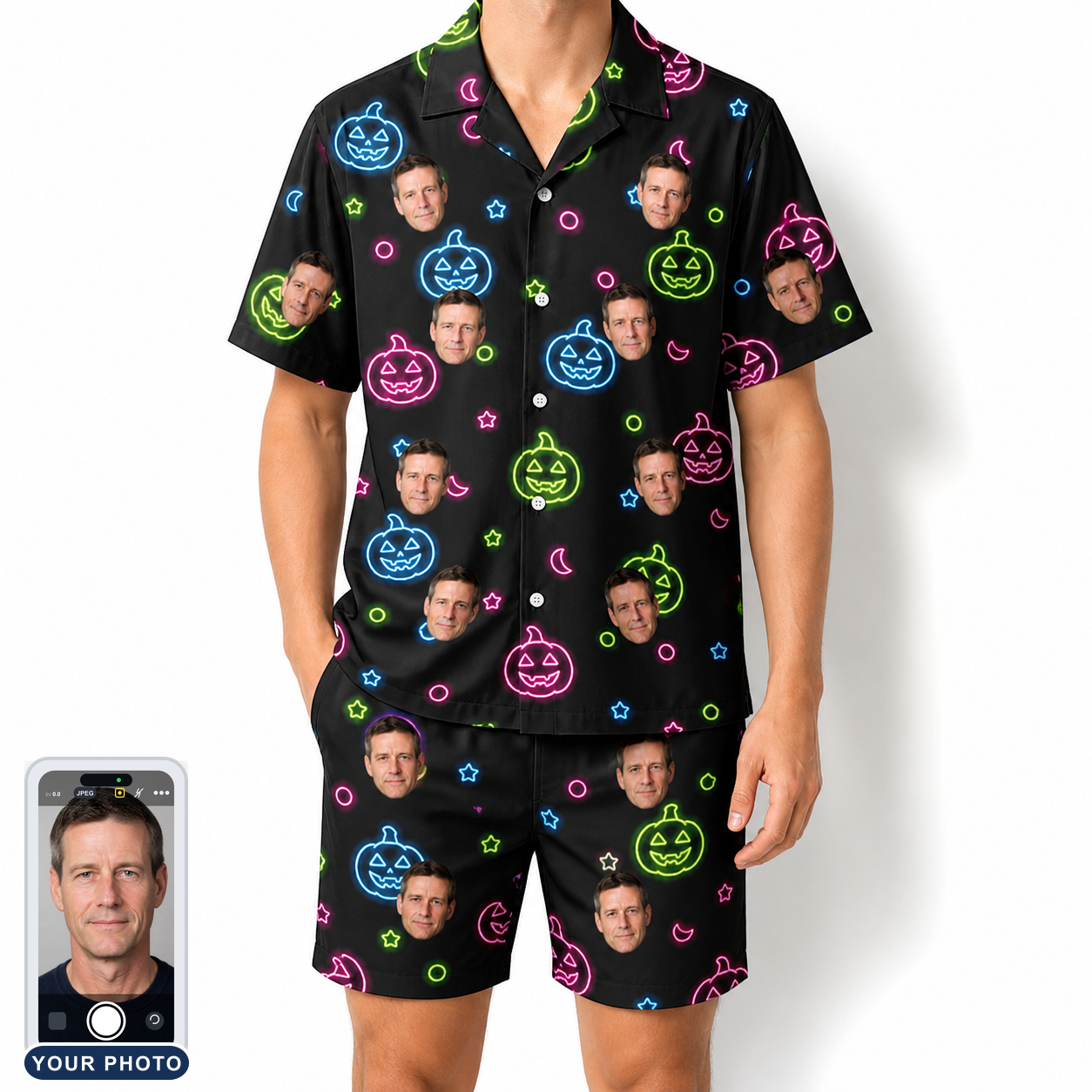 Men's Lantern Lunacy Custom Face Shirt & Shorts Set