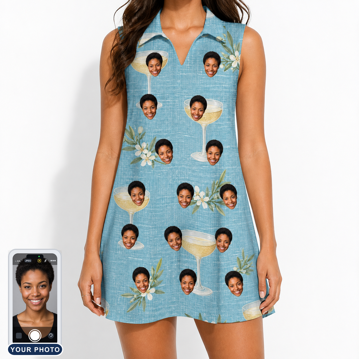 Women's Coupe Coup Custom Face V-Neck Dress