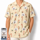 Men's Minty Mistletoe Custom Dog Face Hawaiian Shirt