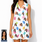Women's Pinecone Prance Custom Face V-Neck Dress