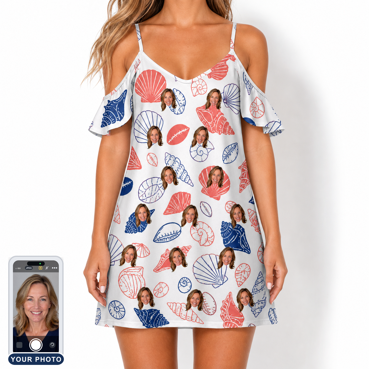 Women's Coastal Keepsakes Custom Face Off-Shoulder Dress
