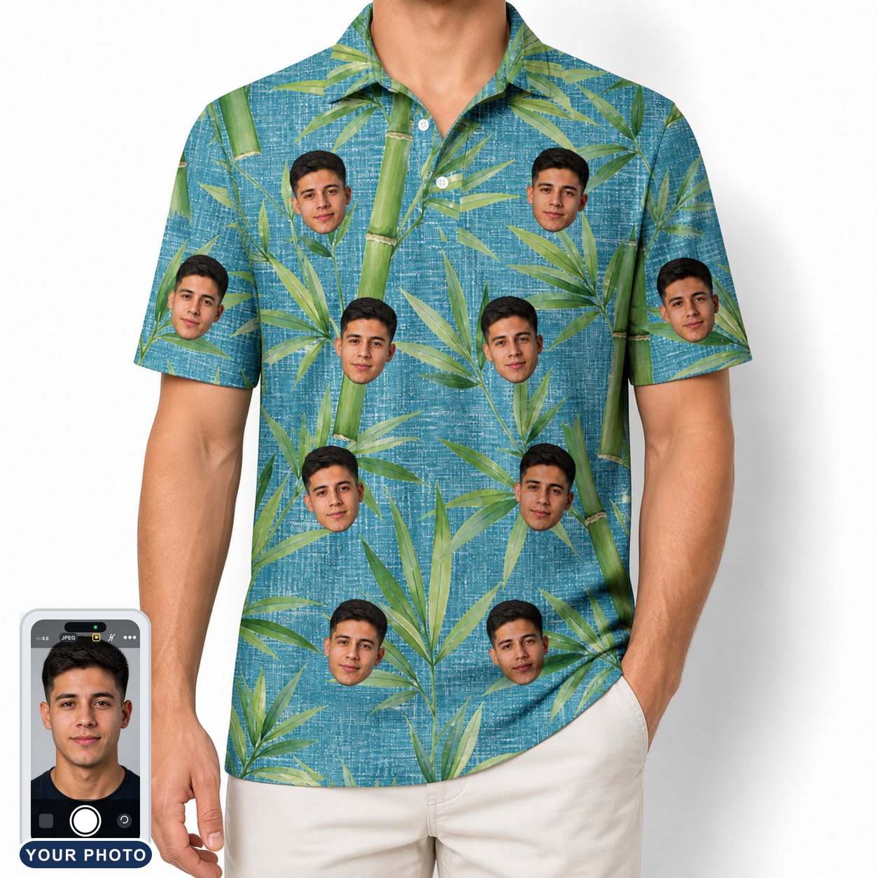 Men's Bamboo Boogie Custom Face Polo Shirt