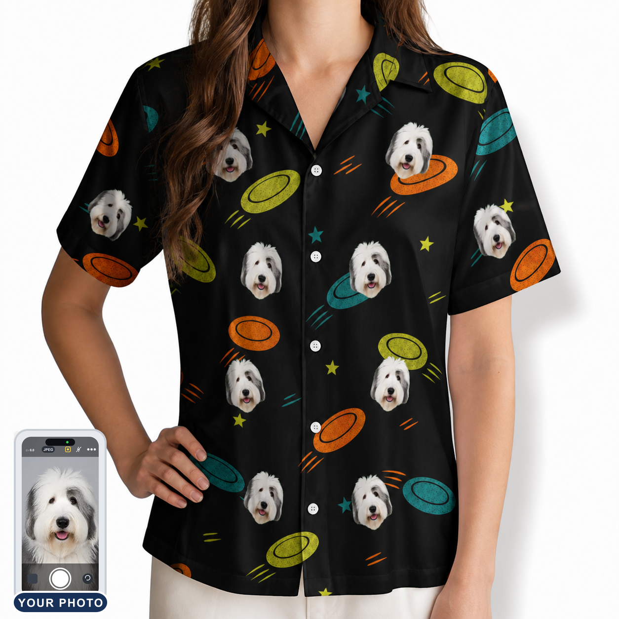 Women's Frisbee Flingers Custom Dog Face Hawaiian Shirt