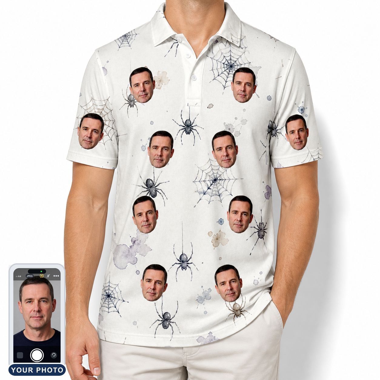 Men's Eight-Legged Elegance Custom Face Polo Shirt