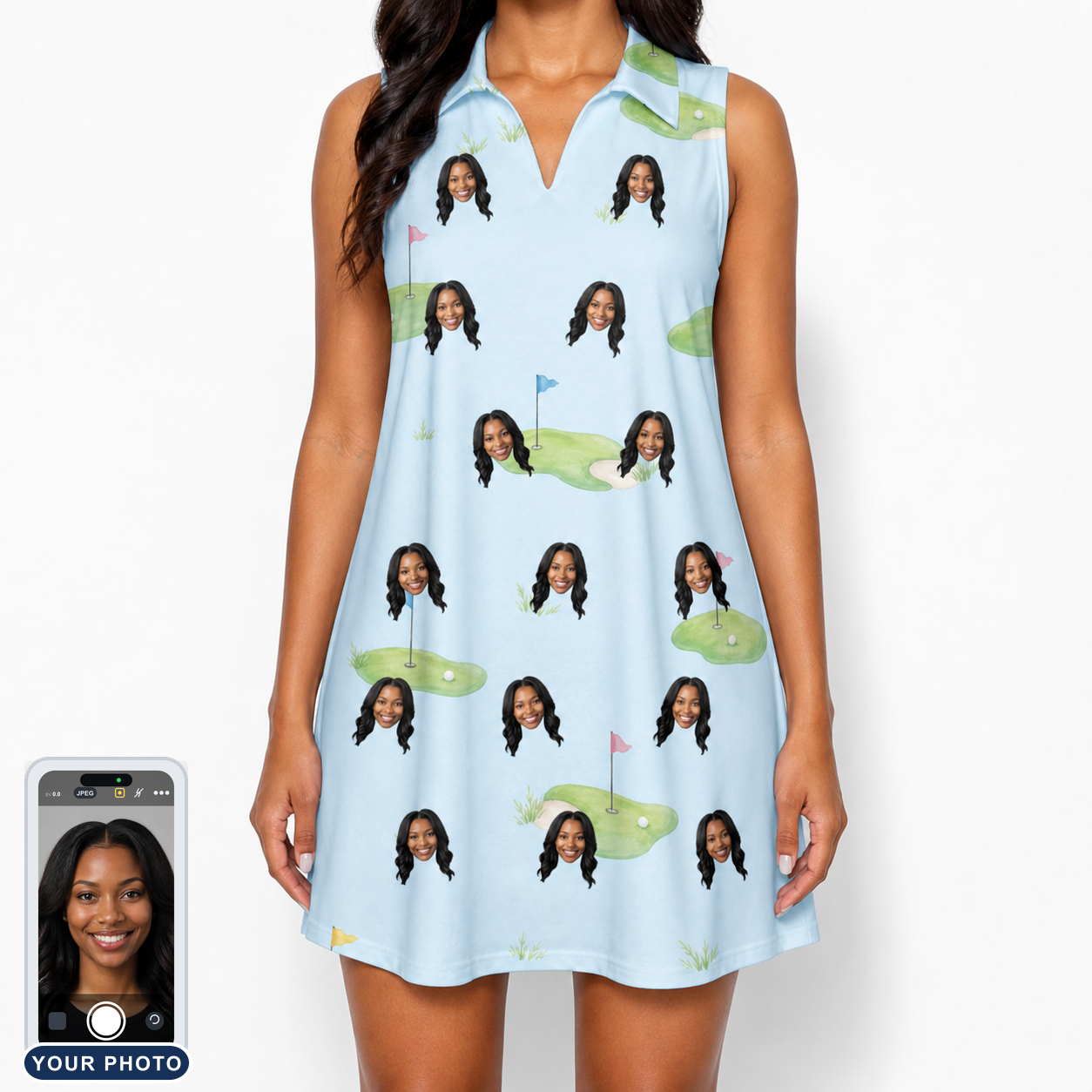 Women's Turf Tactics Custom Face V-Neck Dress