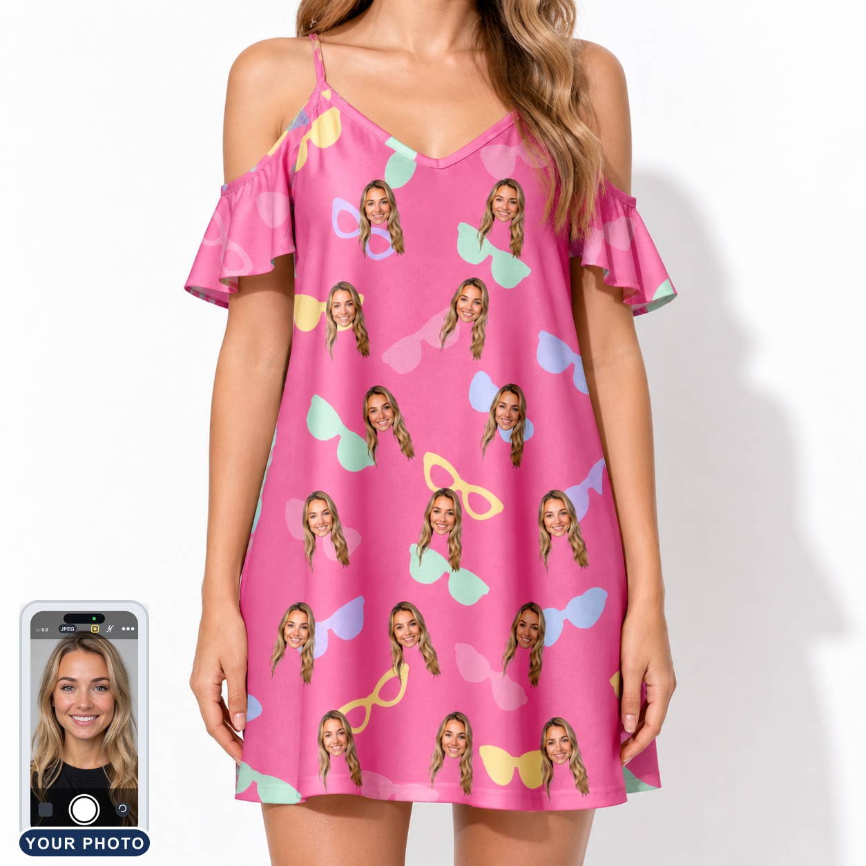 Women's Sunbound Siblings Custom Face Off-Shoulder Dress