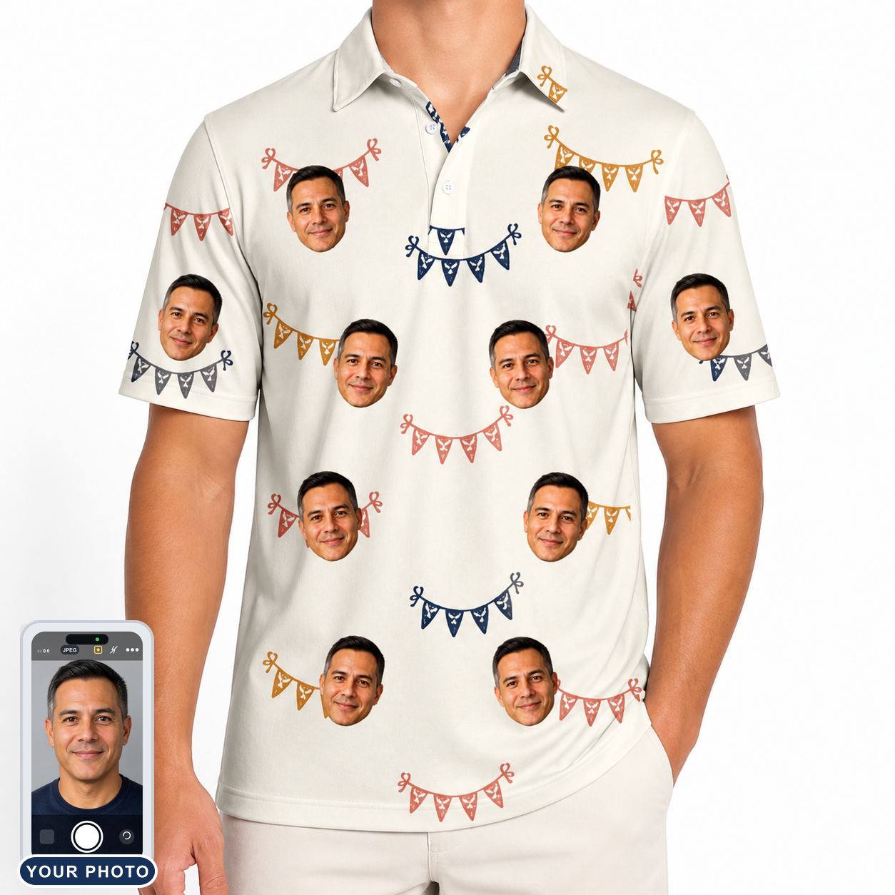 Men's Garland Giggles Custom Face Polo Shirt