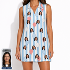 Women's Tri-Color Tumble Custom Face V-Neck Dress