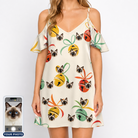 Women's Sleigh Bells Custom Cat Face Off-Shoulder Dress