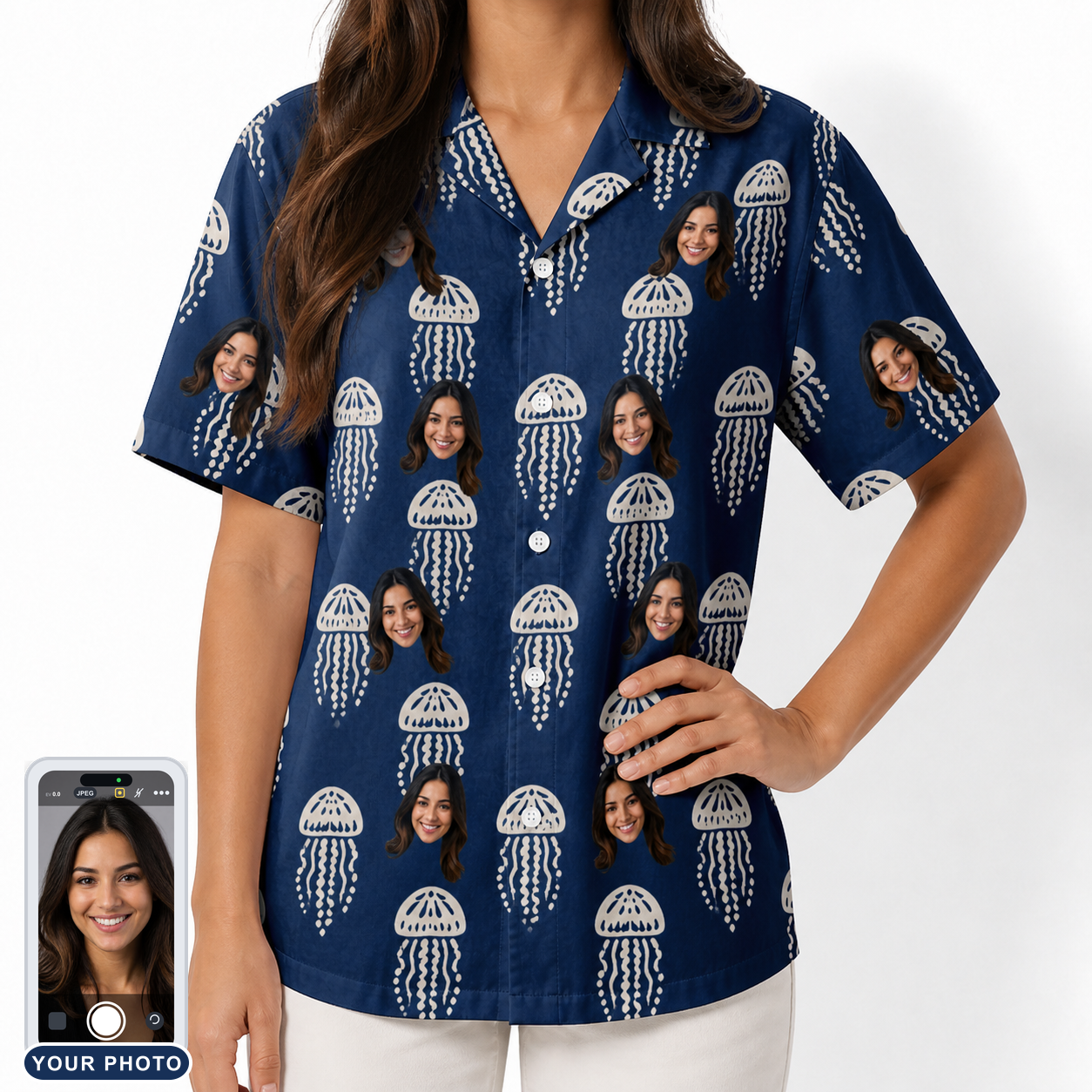 Women's Nettle Nebula Custom Face Hawaiian Shirt