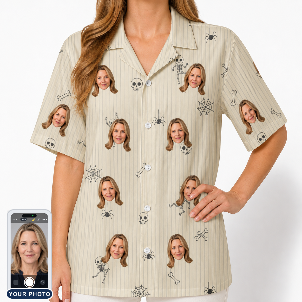 Women's Arachnid Antics Custom Face Hawaiian Shirt