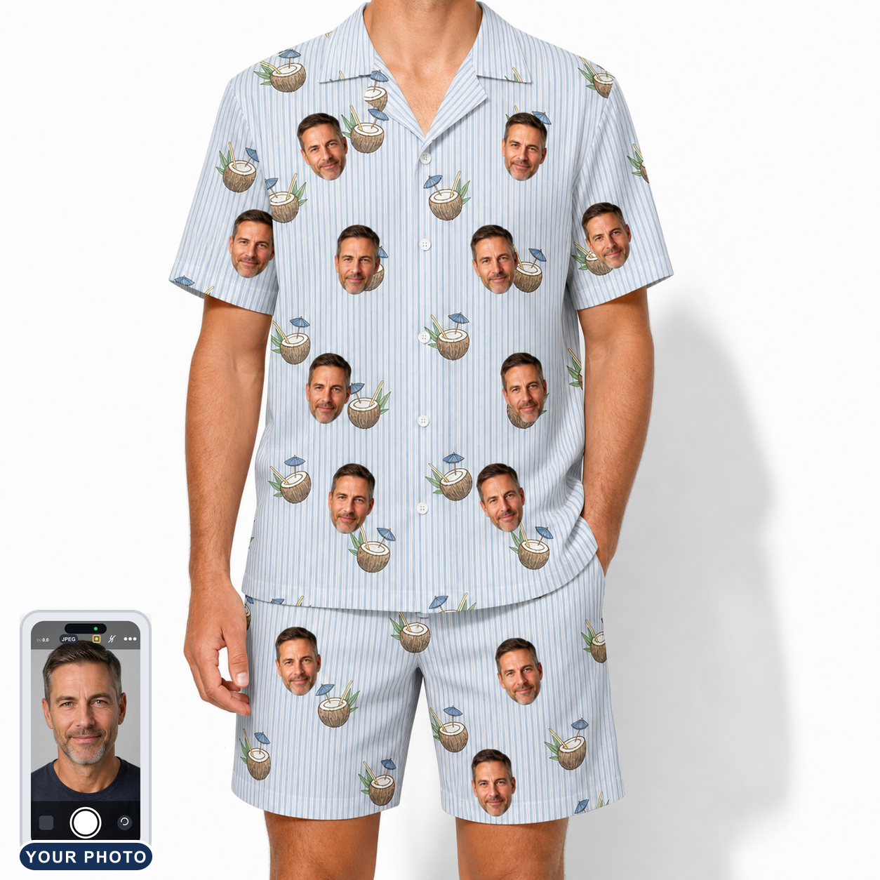 Men's Rum Reverie Custom Face Shirt & Shorts Set