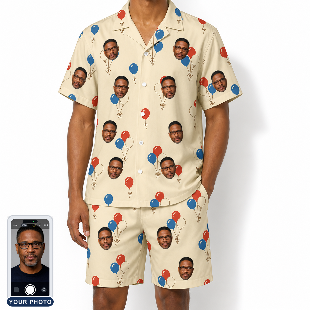 Men's Balloon Brigade Custom Face Shirt & Shorts Set