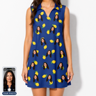 Women's Lemon Lilt Custom Face V-Neck Dress