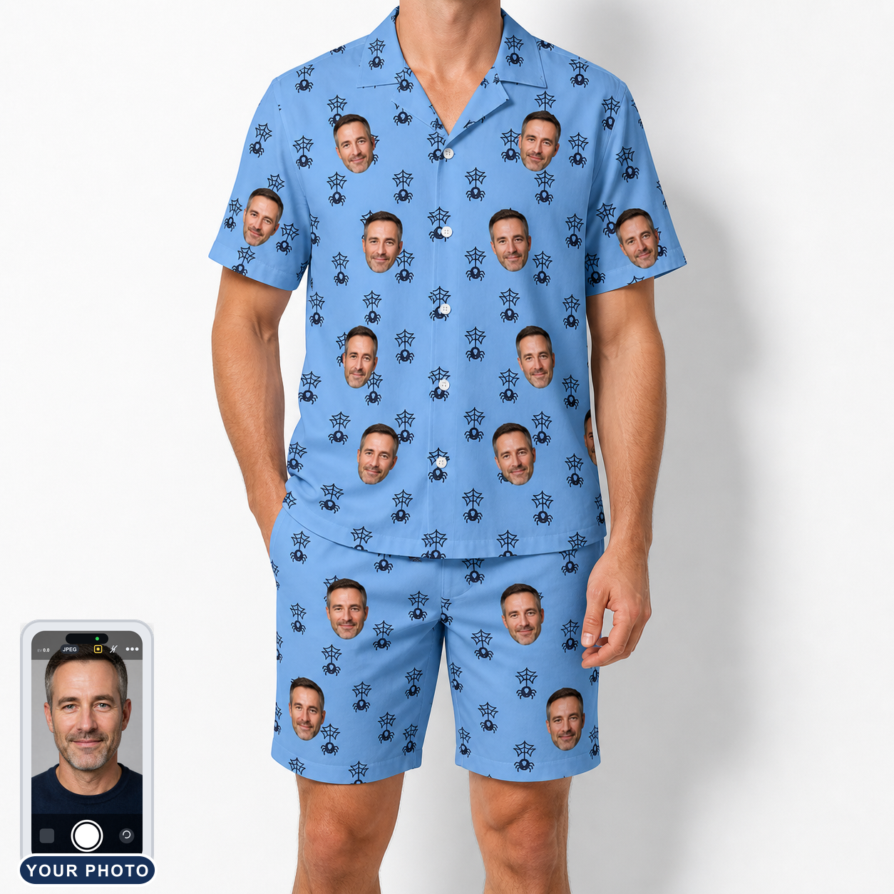 Men's Orb Weaver Custom Face Shirt & Shorts Set