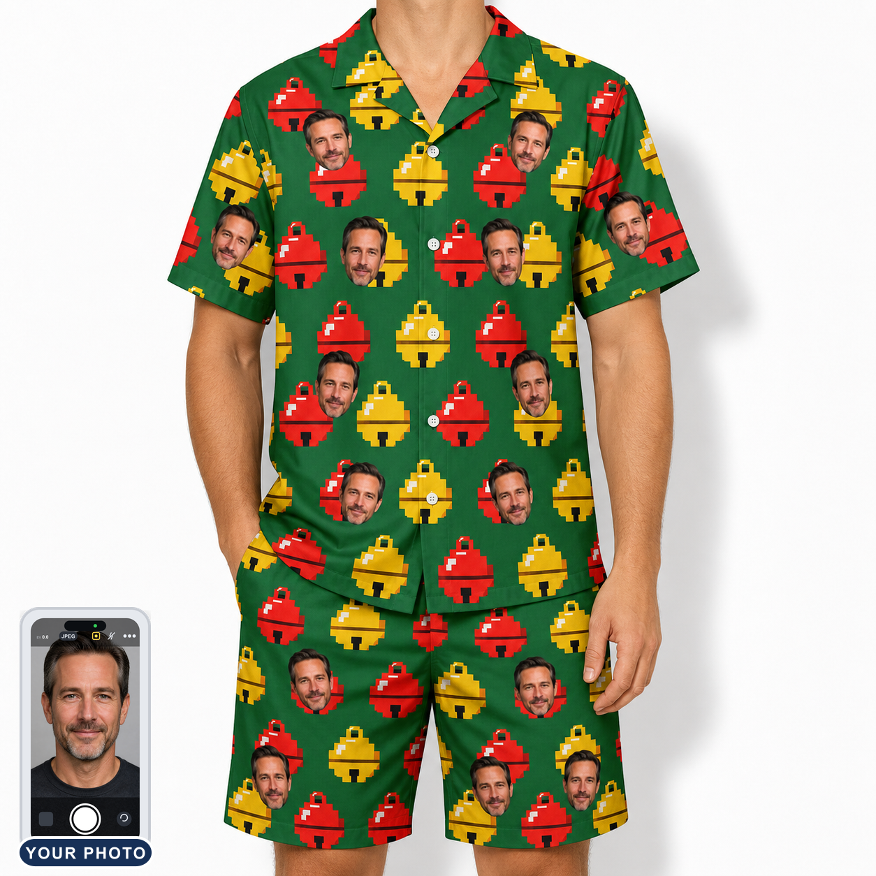 Men's Ringing Revelry Custom Face Shirt & Shorts Set