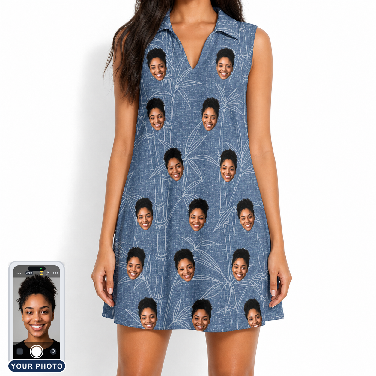 Women's Jade Jetset Custom Face V-Neck Dress