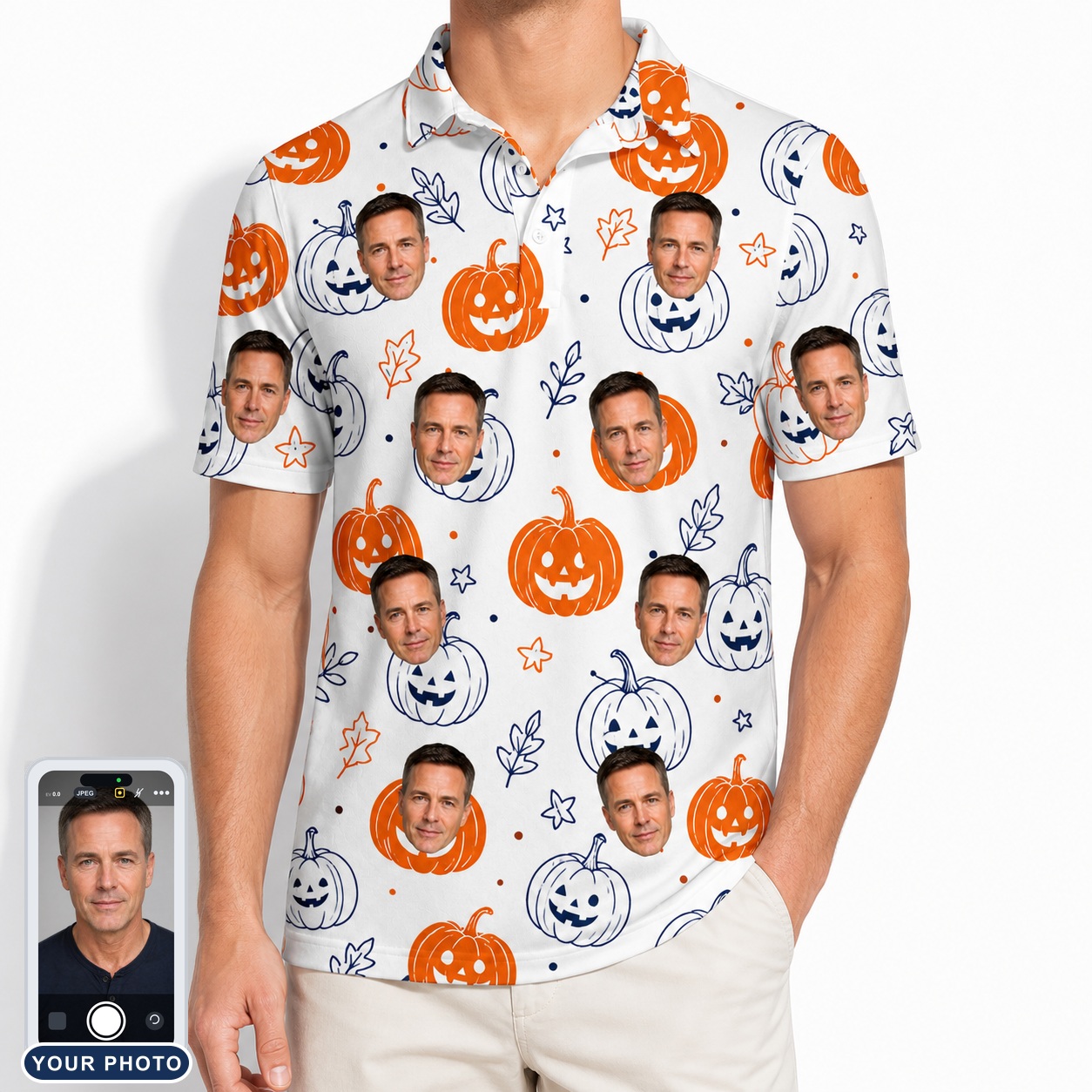 Men's Jack O'Jitters Custom Face Polo Shirt