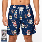 Men's Snowman Shenanigans Custom Cat Face Beach Shorts
