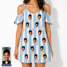 Women's Dazzle Drops Custom Face Off-Shoulder Dress