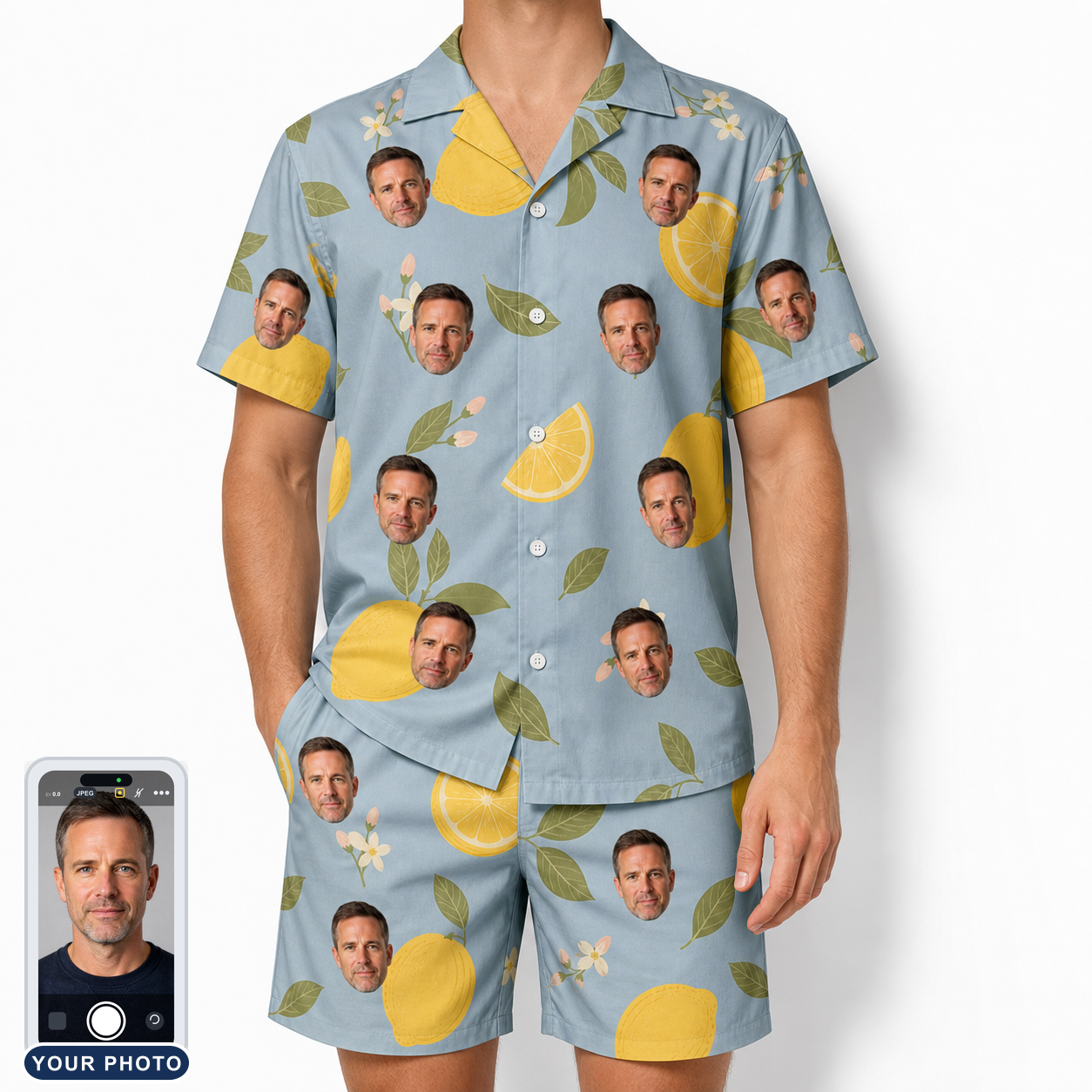Men's Zesty Zigzags Custom Face Shirt & Shorts Set
