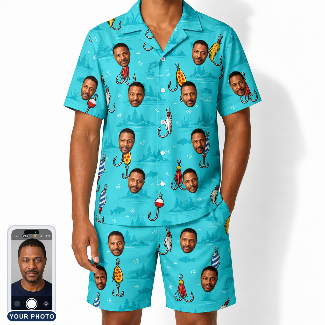 Men's Barbed Banter Custom Face Shirt & Shorts Set