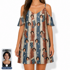 Women's Christmas Cuffs Custom Face Off-Shoulder Dress