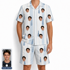 Men's Collar Confetti Custom Face Shirt & Shorts Set