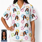 Women's Rainbow Ripples Custom Face Hawaiian Shirt