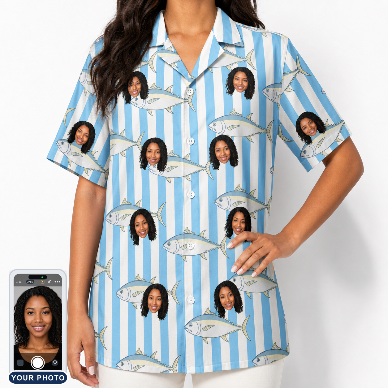 Women's Tuna Tactics Custom Face Hawaiian Shirt