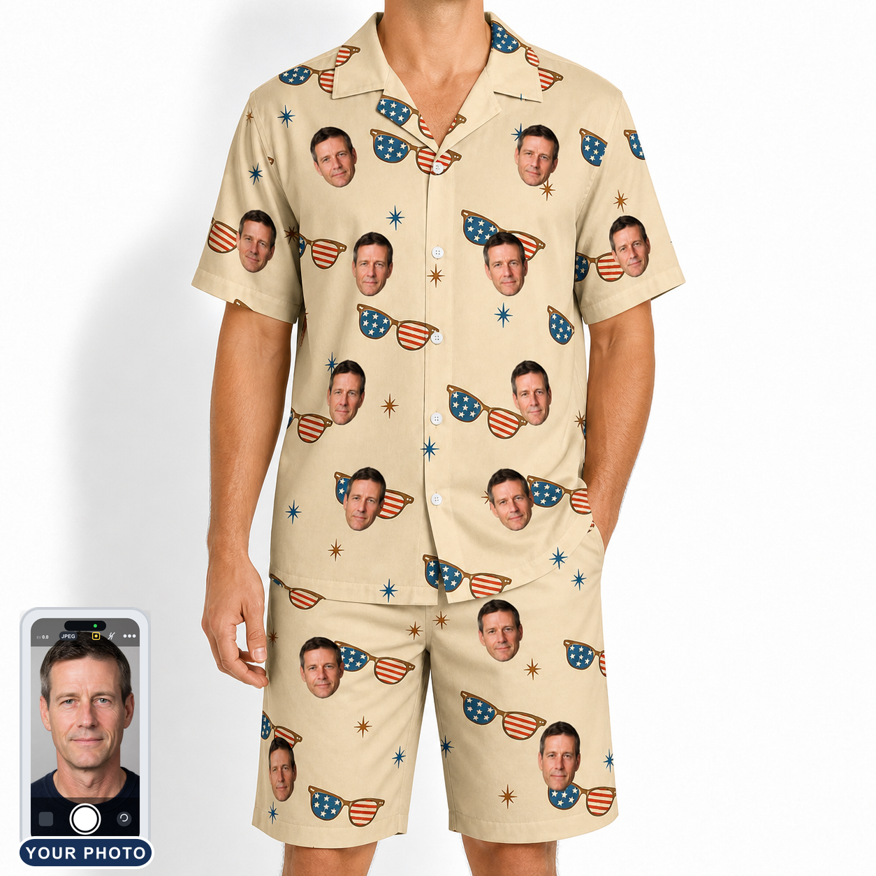 Men's Freedom Shades Custom Face Shirt & Shorts Set