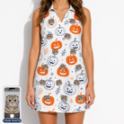 Women's Jack O'Jitters Custom Cat Face V-Neck Dress