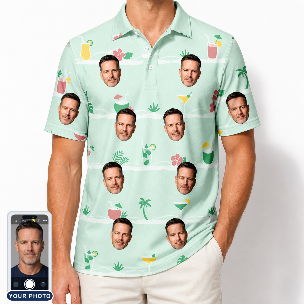 Men's Margarita Mayhem Custom Face Polo Shirt