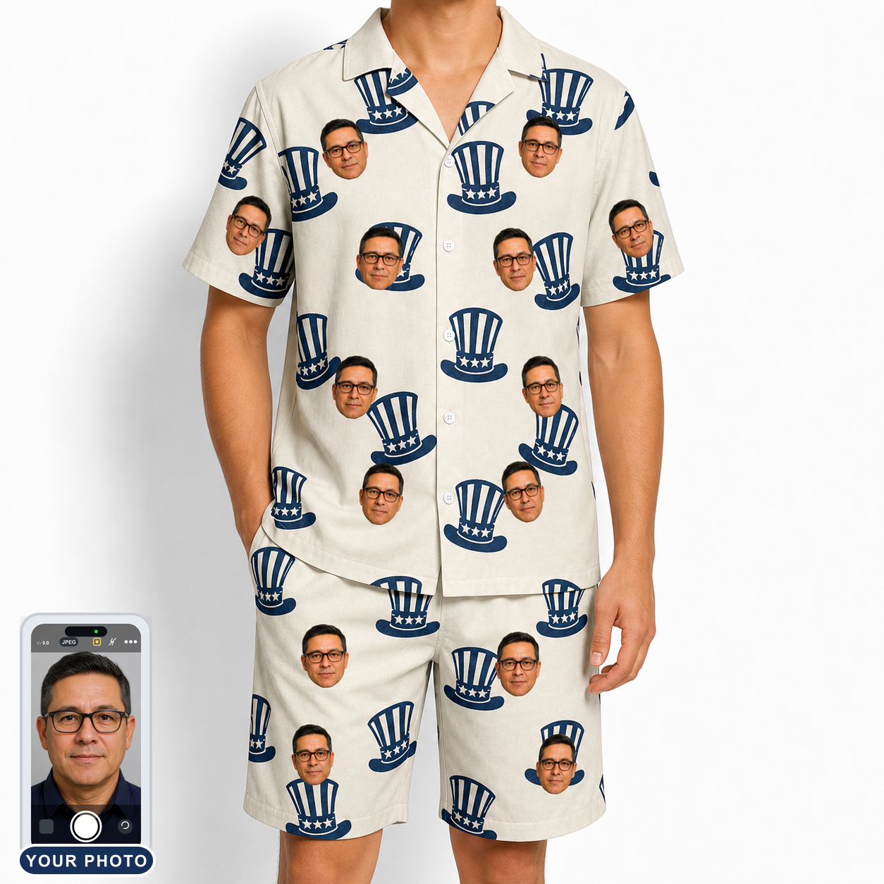 Men's Crown Capers Custom Face Shirt & Shorts Set