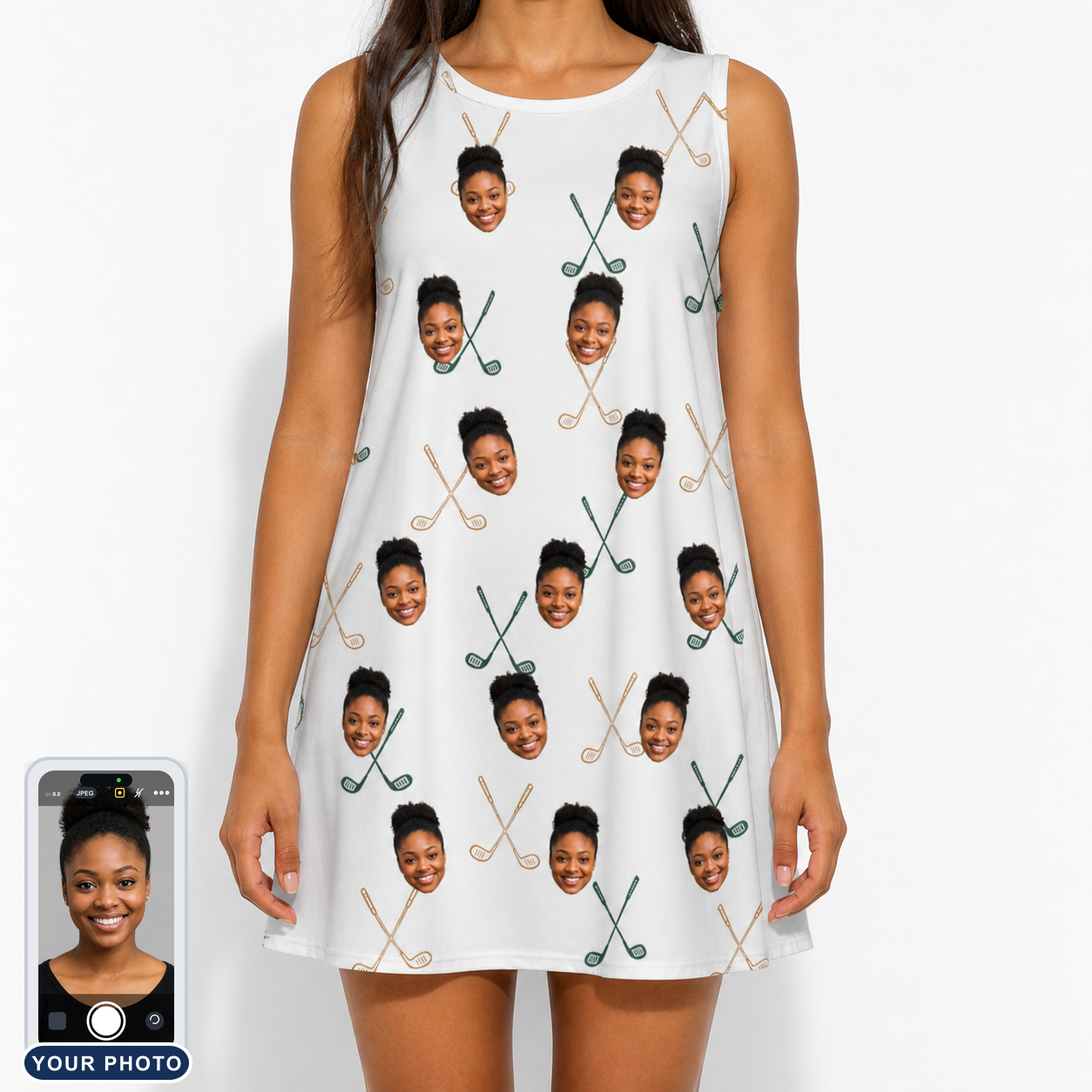 Women's Golf Glyphs Custom Face Tank Dress