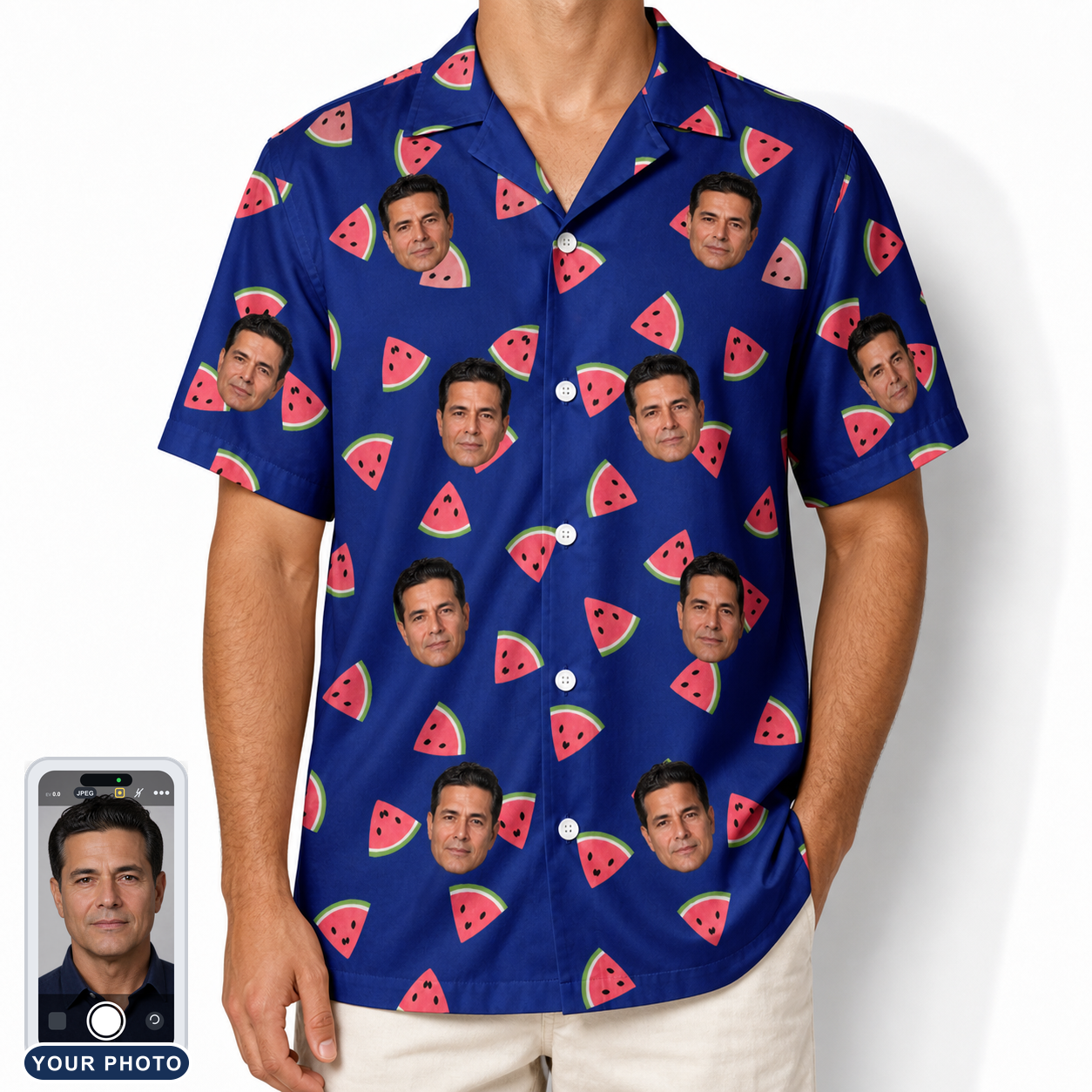 Men's July Quarters Custom Face Hawaiian Shirt