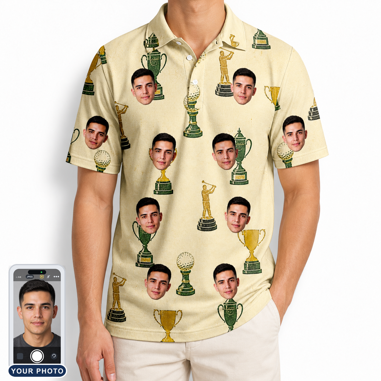 Men's Putting Prizes Custom Face Polo Shirt